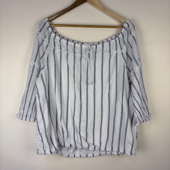 Ralph Lauren Tops - Ralph Lauren White Navy Stripe Coastal Preppy Blouse
